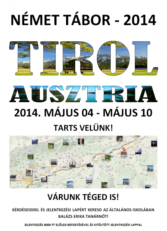 Német tábor 2014 Tirol hirdetés